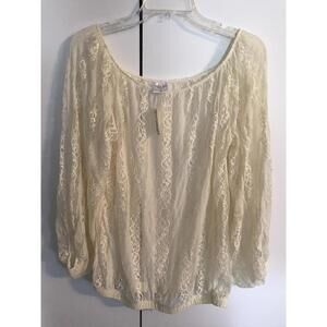 Nine 1 Eight Womens Large Ivory Blouse NWT!! A922
